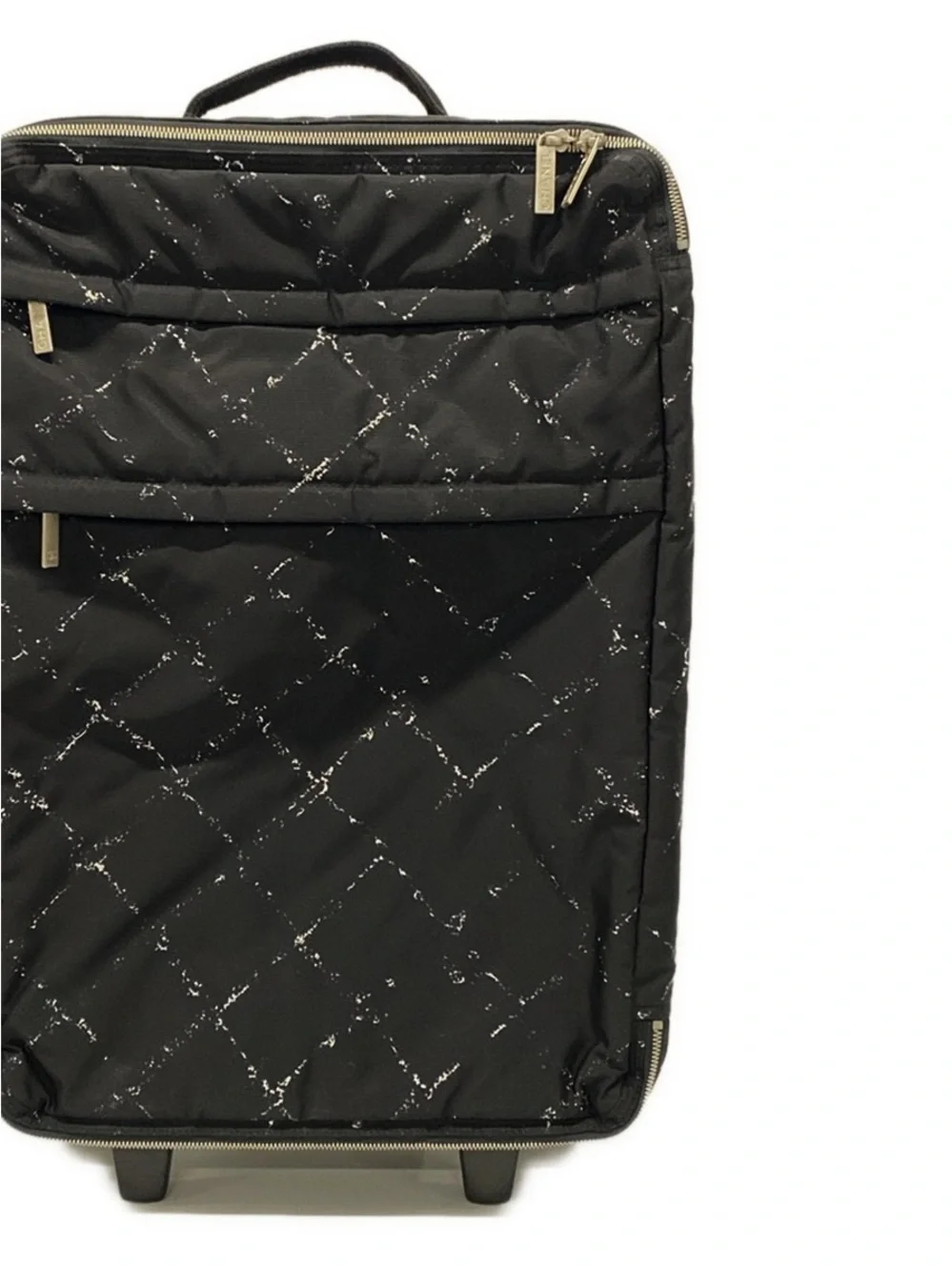 Chanel Black Nylon Graffiti Rolling Luggage Trolley with brand new roller feet’s